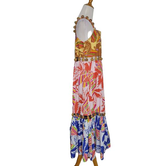 NEW Farm Rio Mixed Color Birds Balls Dress Maxi Printed Tropical Women Small - Picture 3 of 16